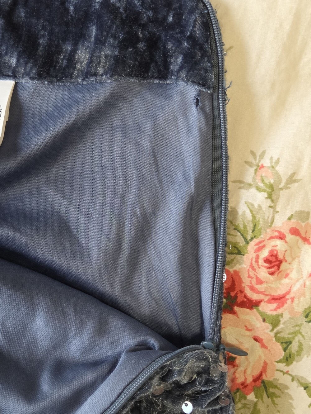 NEW Zara Blue Velvet Sequin Split Hem wide leg pants Sz S Mermaidcore Y2K - Picture 8 of 14
